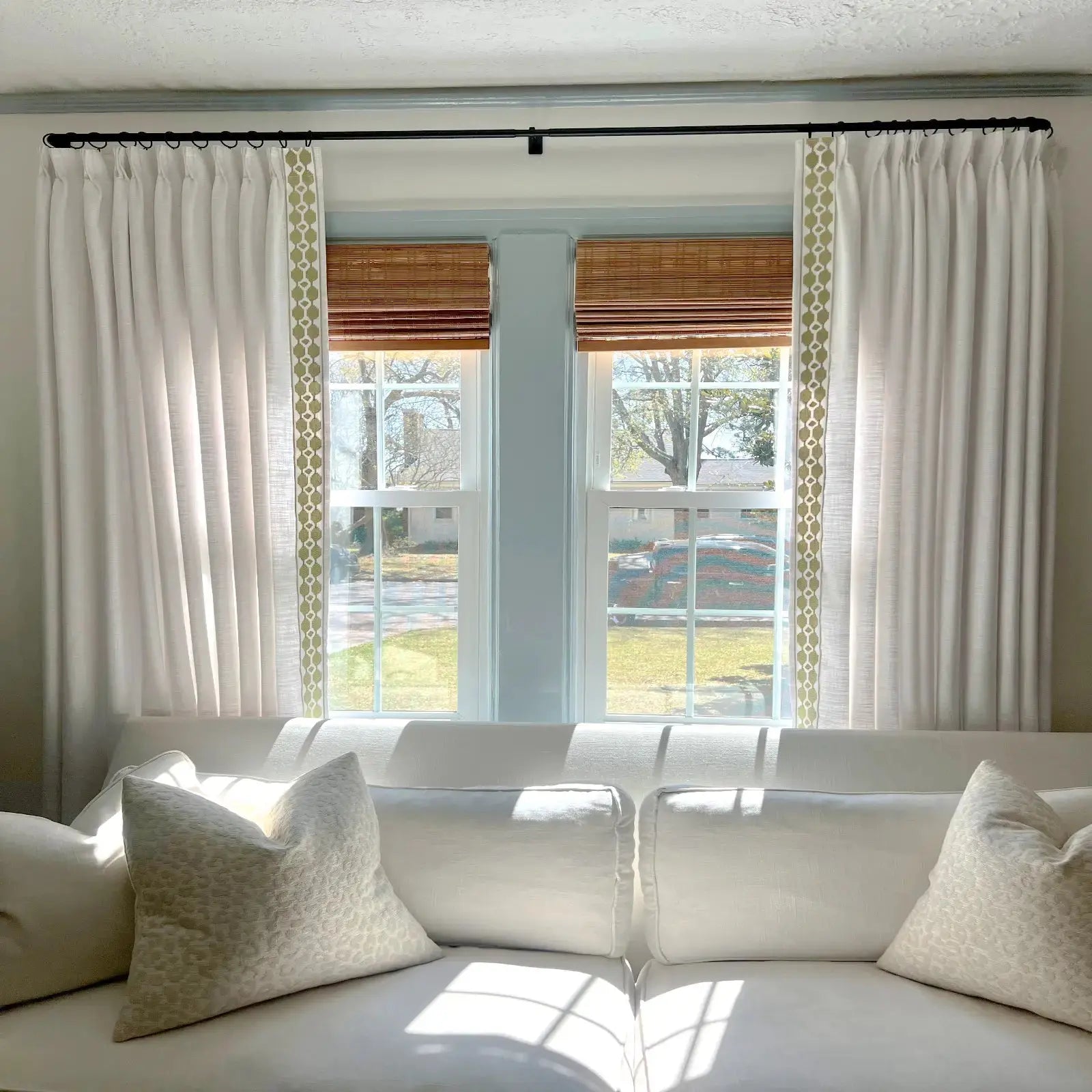 Liz Linen Curtains with Border Trim (Sold per Pair)