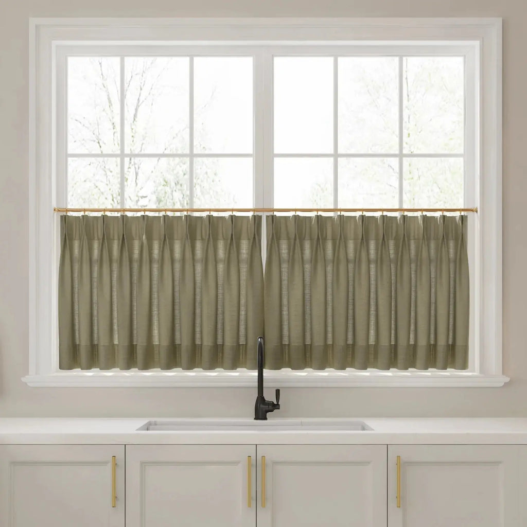 Liz Linen Pleated Cafe Curtains