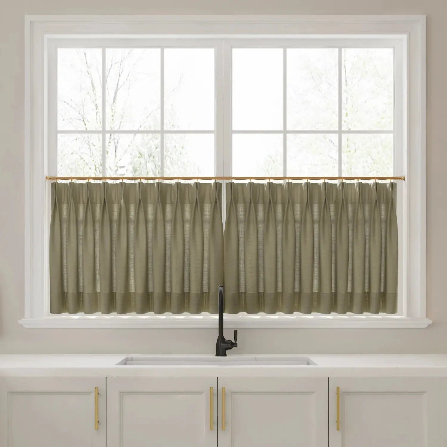 Liz Linen Pleated Cafe Curtains
