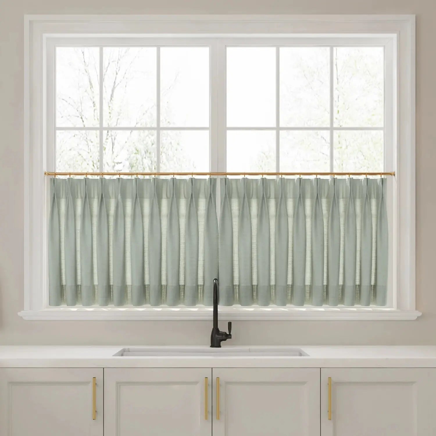 Liz Linen Pleated Cafe Curtains