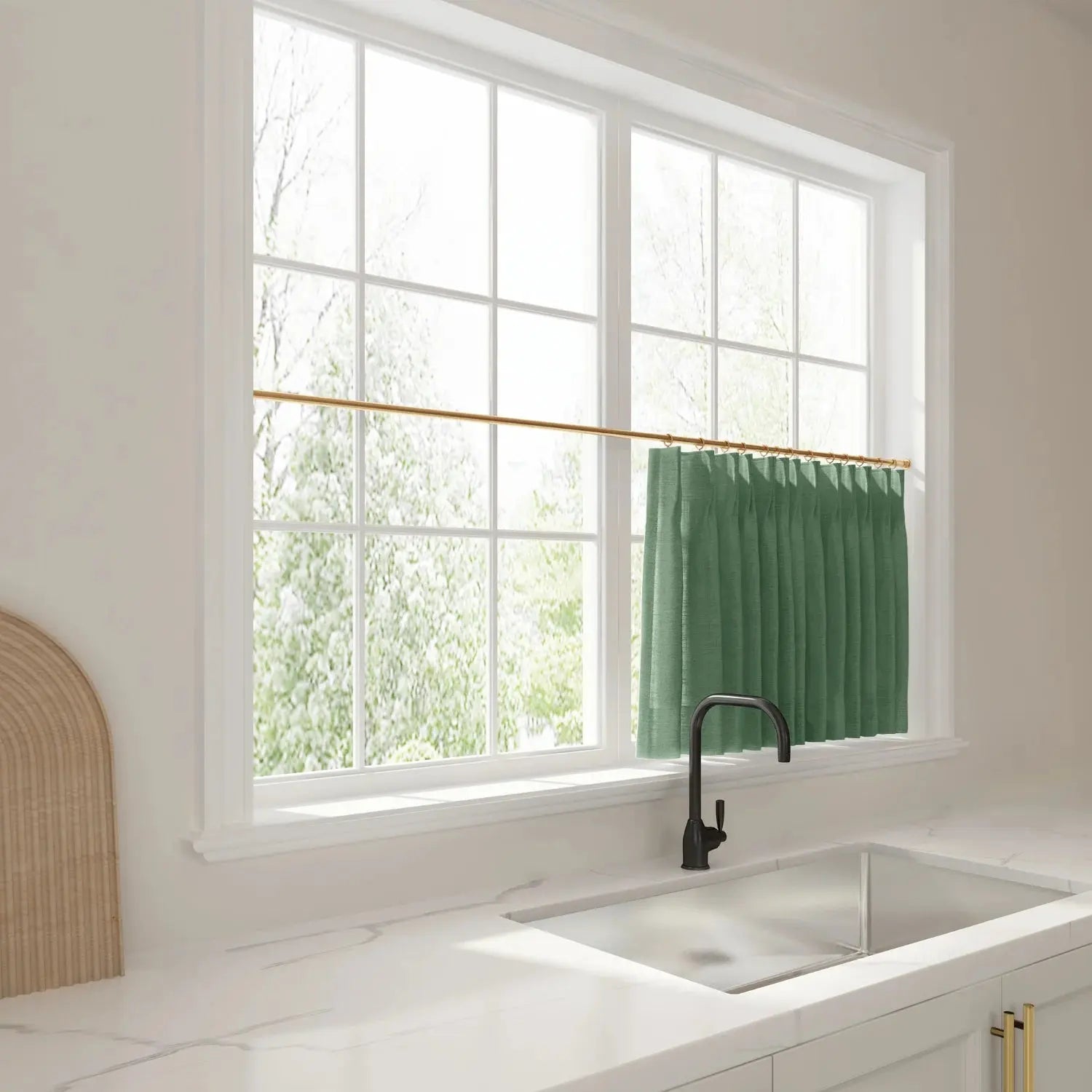 Liz Linen Pleated Cafe Curtains