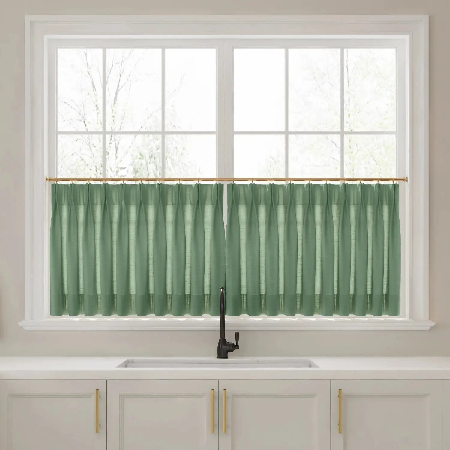 Liz Linen Pleated Cafe Curtains