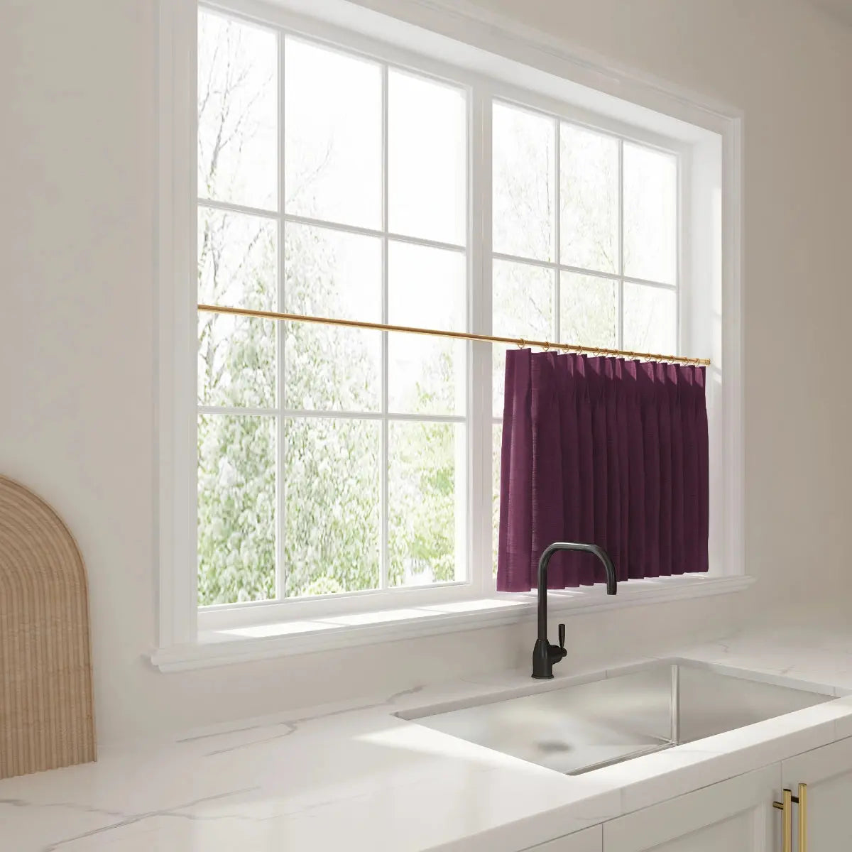 Liz Linen Pleated Cafe Curtains