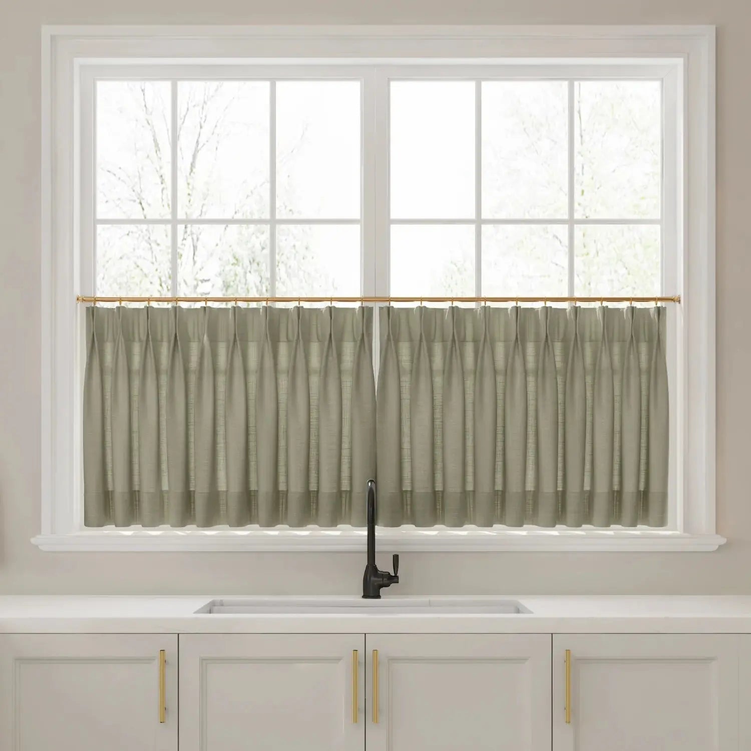 Liz Linen Pleated Cafe Curtains