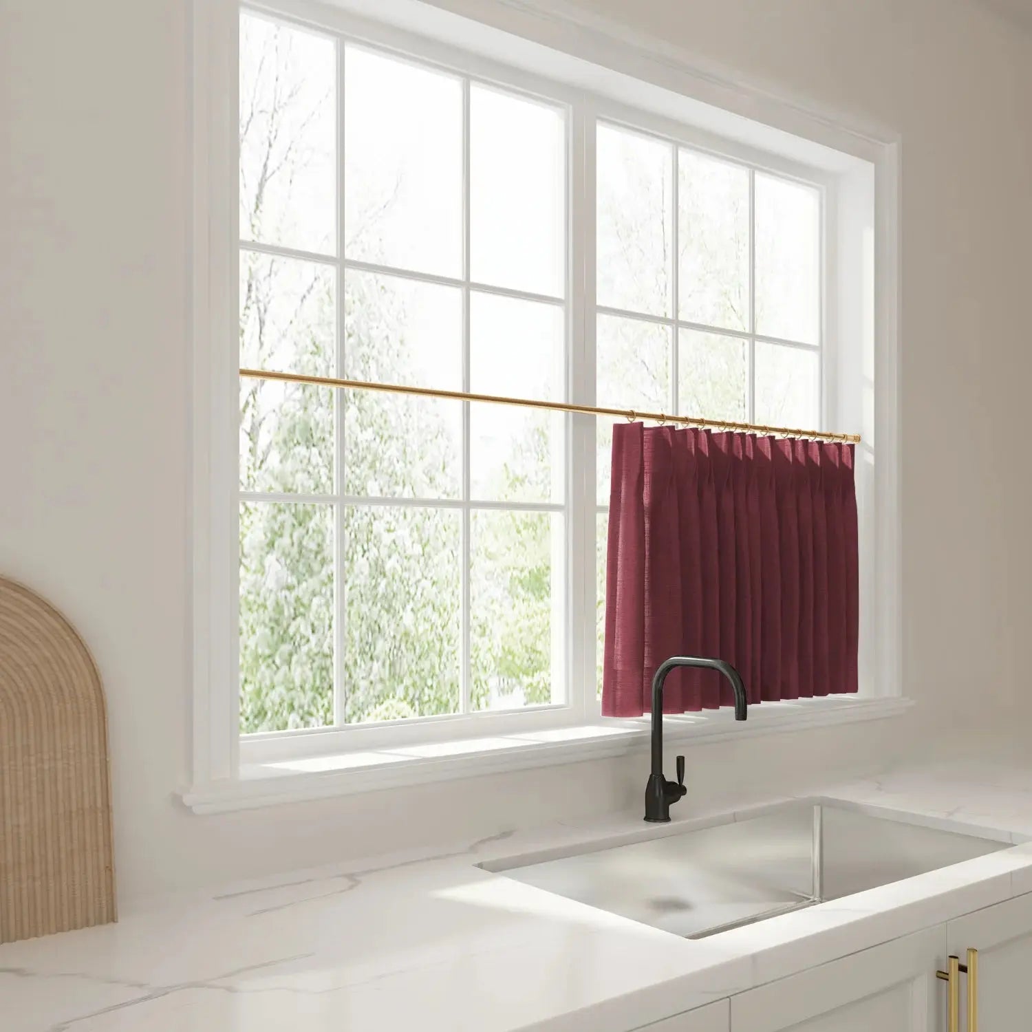 Liz Linen Pleated Cafe Curtains