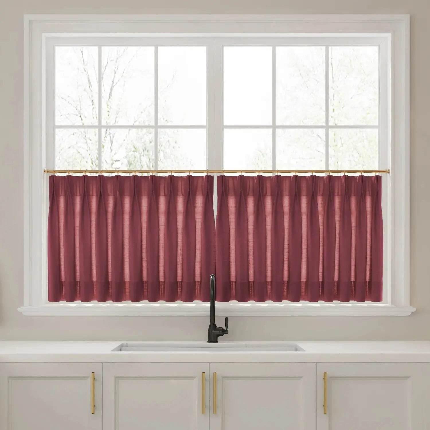 Liz Linen Pleated Cafe Curtains