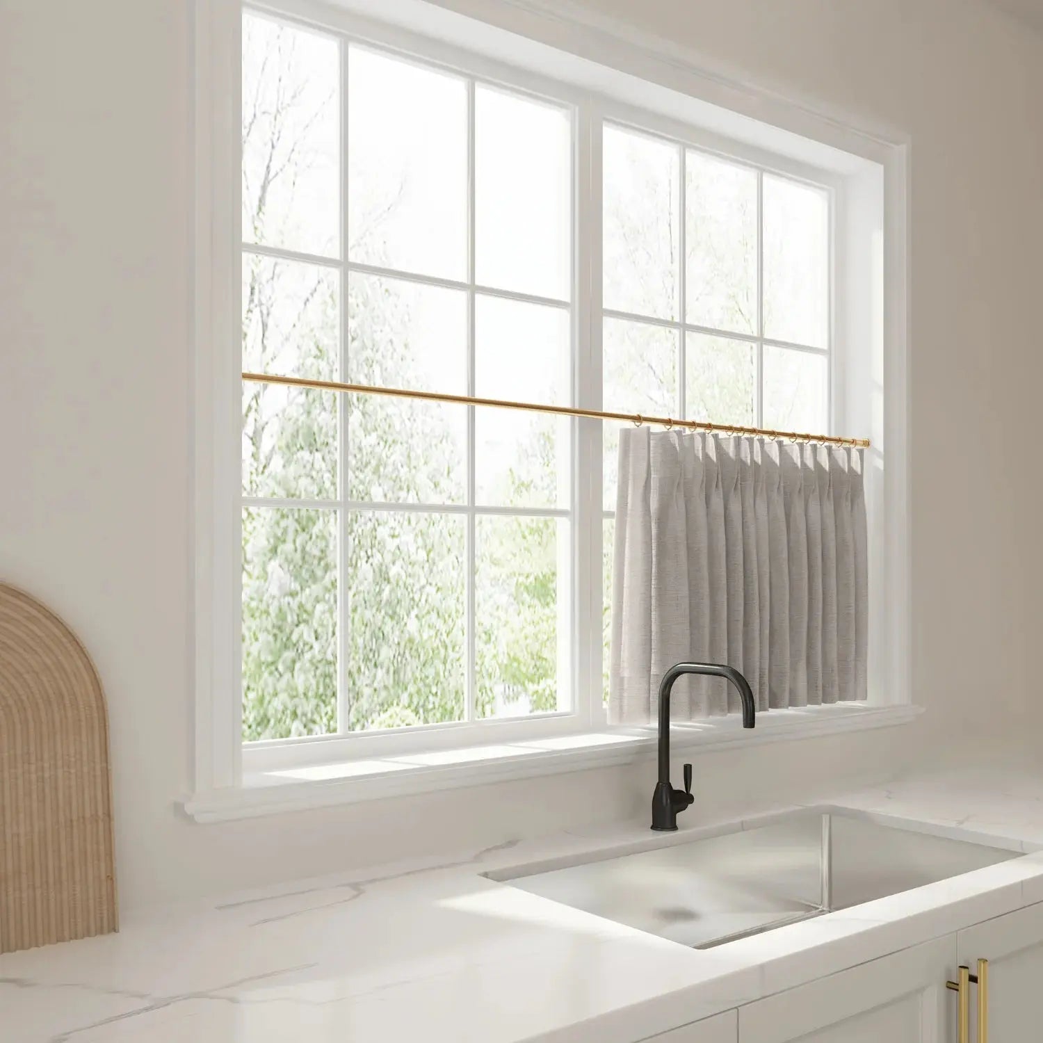 Liz Linen Pleated Cafe Curtains