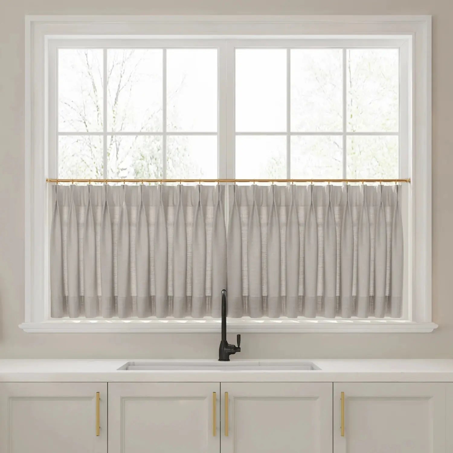 Liz Linen Pleated Cafe Curtains