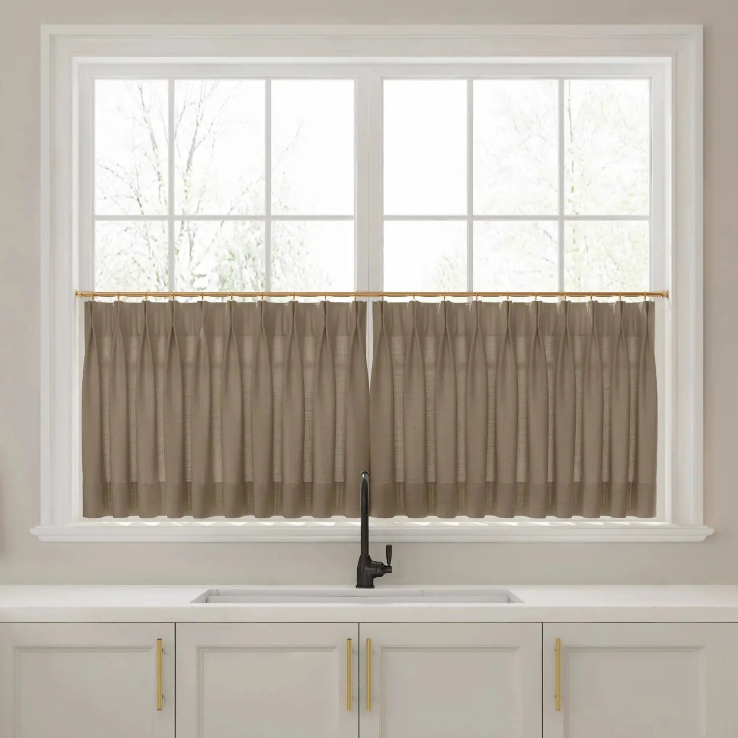 Liz Linen Pleated Cafe Curtains