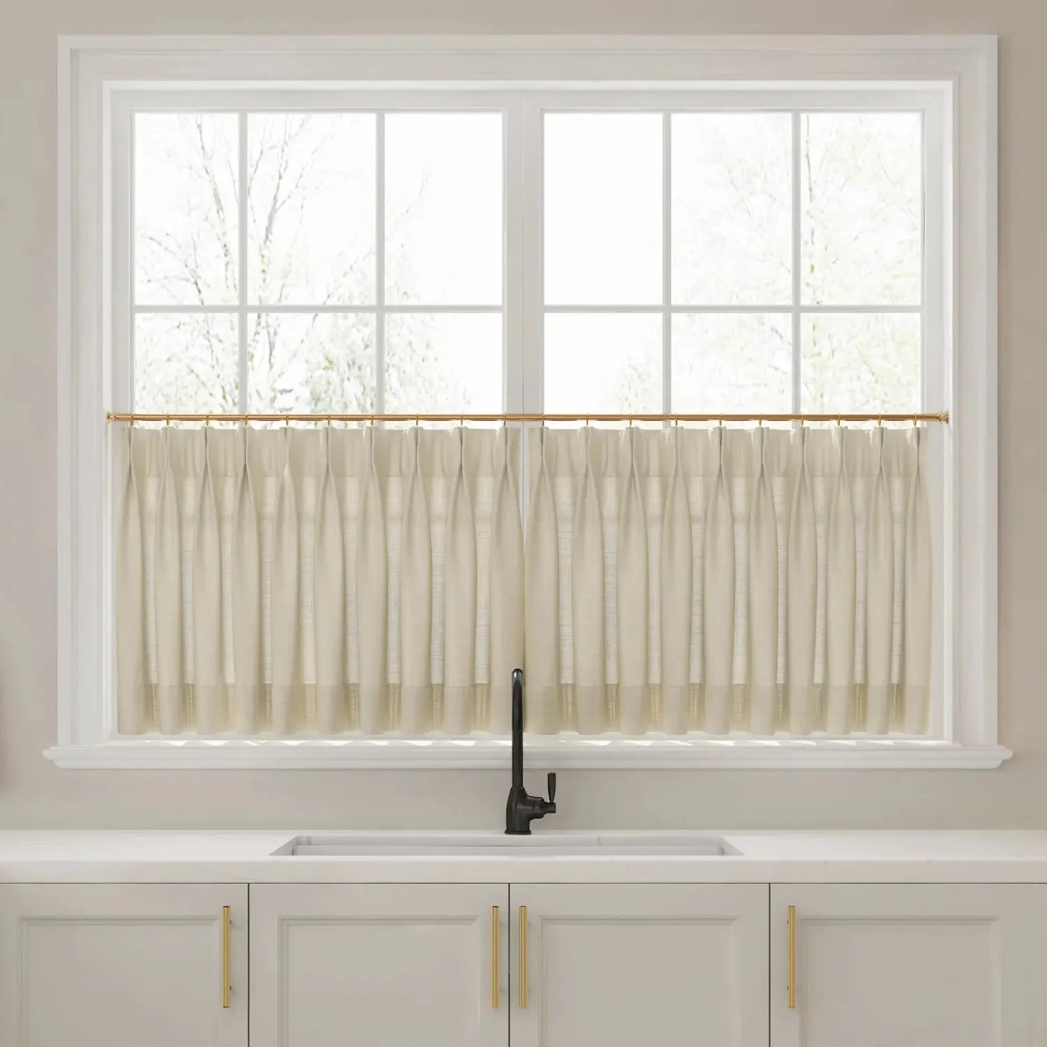 Liz Linen Pleated Cafe Curtains