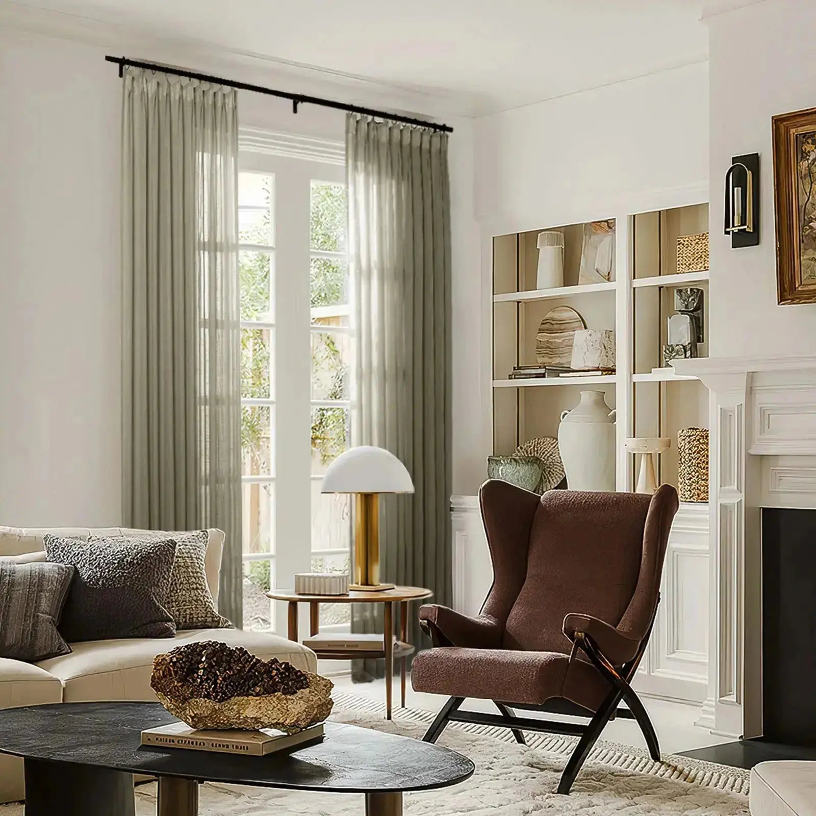 Flynn Airy Lightweight Sheer Curtain Pleated