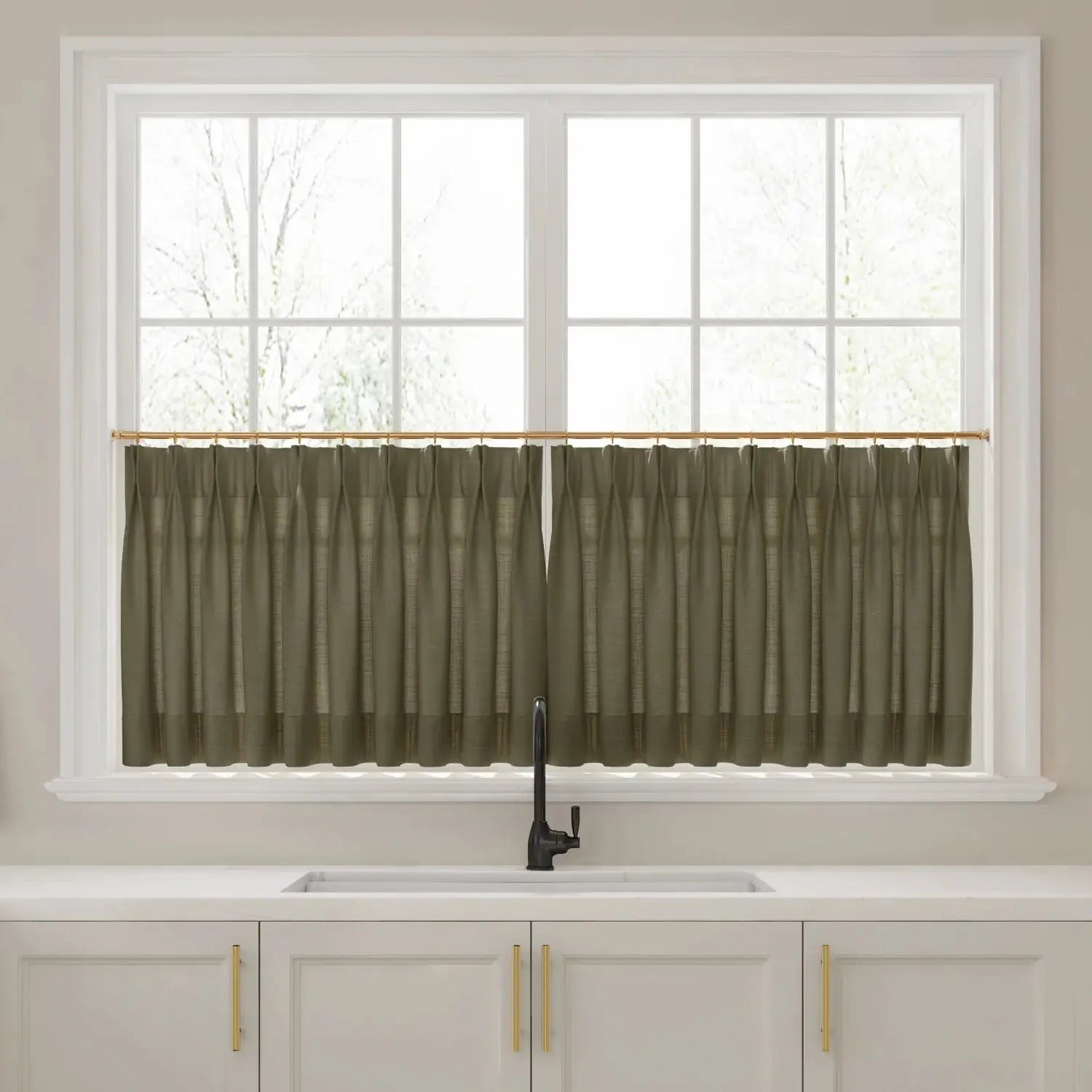 Liz Linen Pleated Cafe Curtains