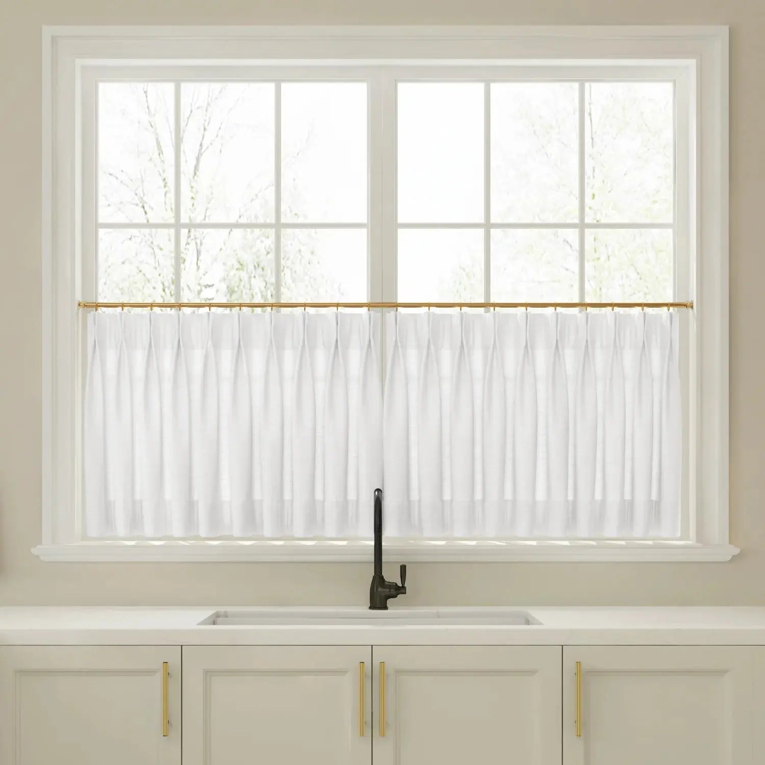 Liz Linen Pleated Cafe Curtains