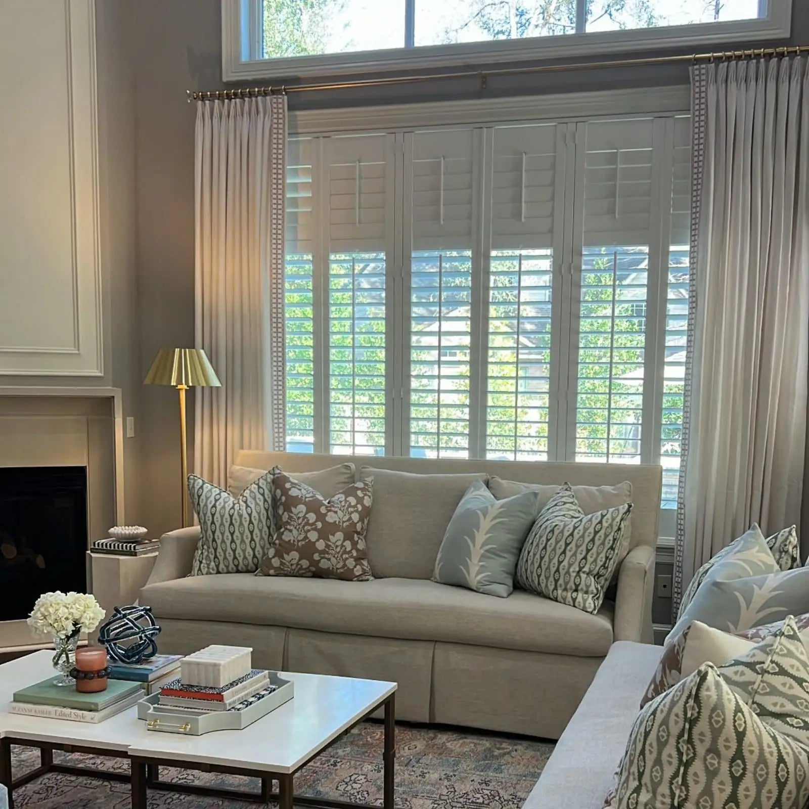 Liz Linen Curtains with Border Trim (Sold per Pair)