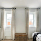 Stefana Silber Print Linen Blend Curtain Drapery Pleated