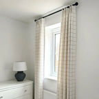 Stefana Silber Print Linen Blend Curtain Drapery Pleated