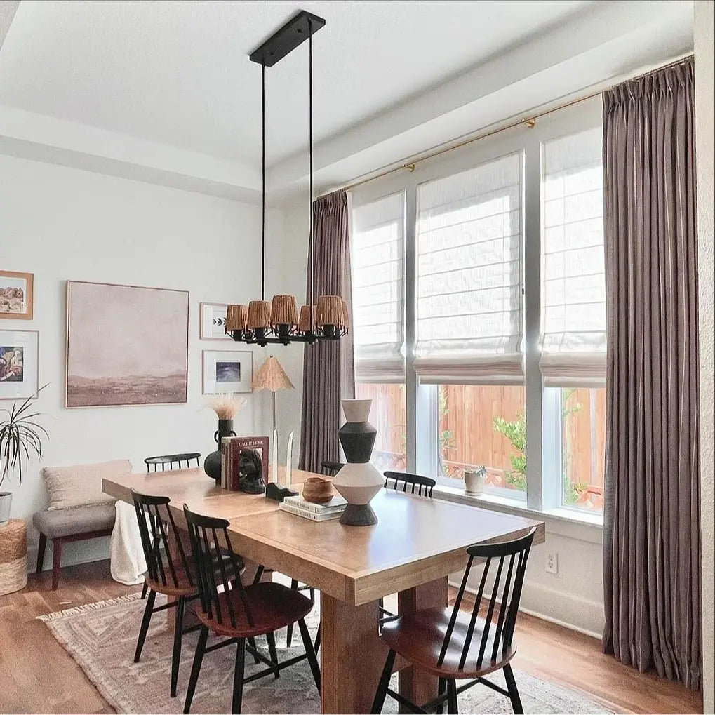 Stefana Silber Print Linen Blend Curtain Drapery Pleated