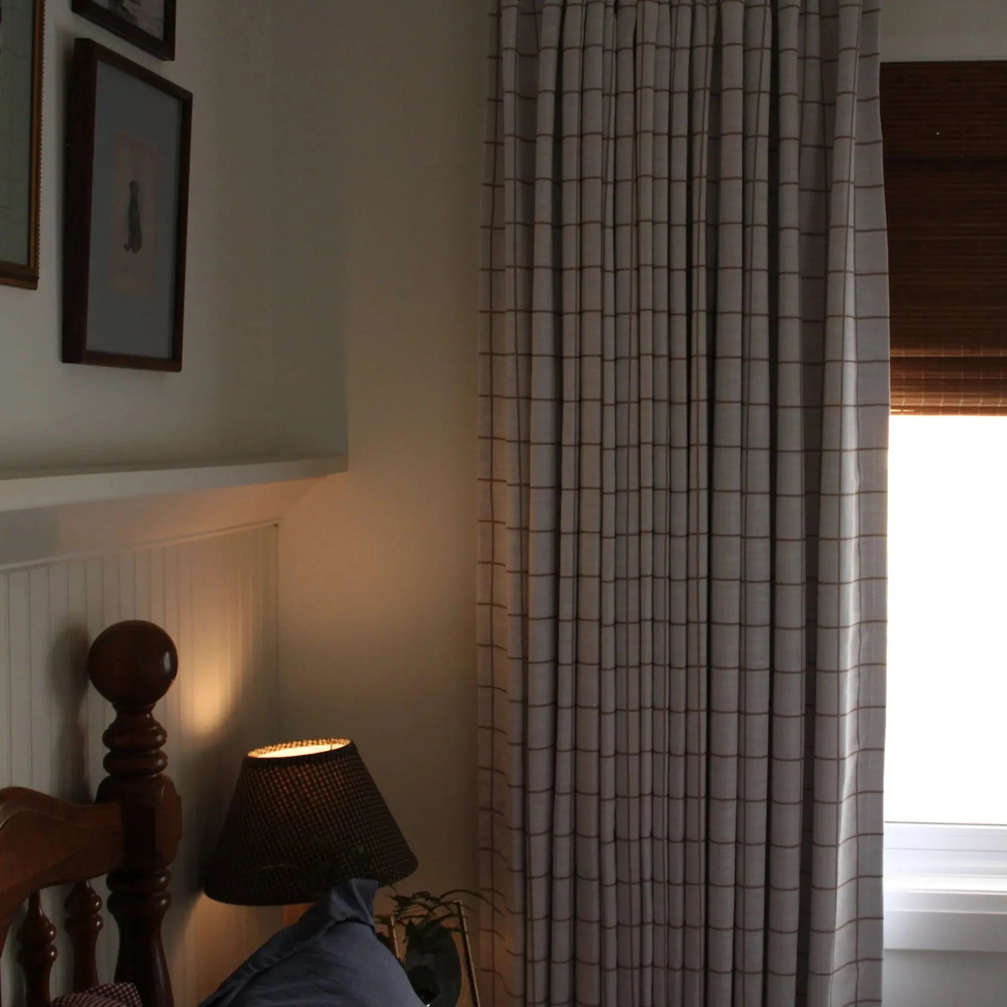 Stefana Silber Print Linen Blend Curtain Drapery Pleated