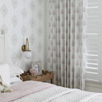 Stefana Silber Print Linen Blend Curtain Drapery Pleated