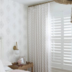 Stefana Silber Print Linen Blend Curtain Drapery Pleated