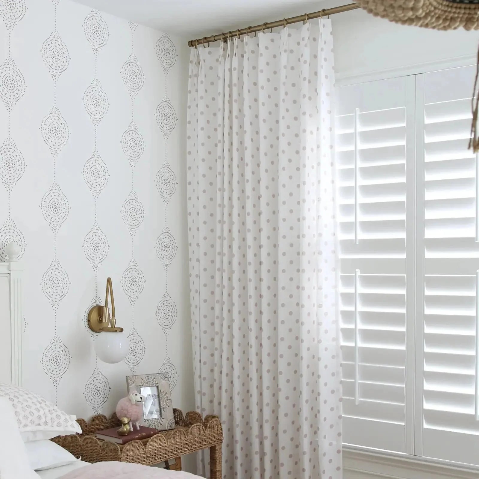 Stefana Silber Print Linen Blend Curtain Drapery Pleated