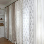 Stefana Silber Print Linen Blend Curtain Drapery Pleated