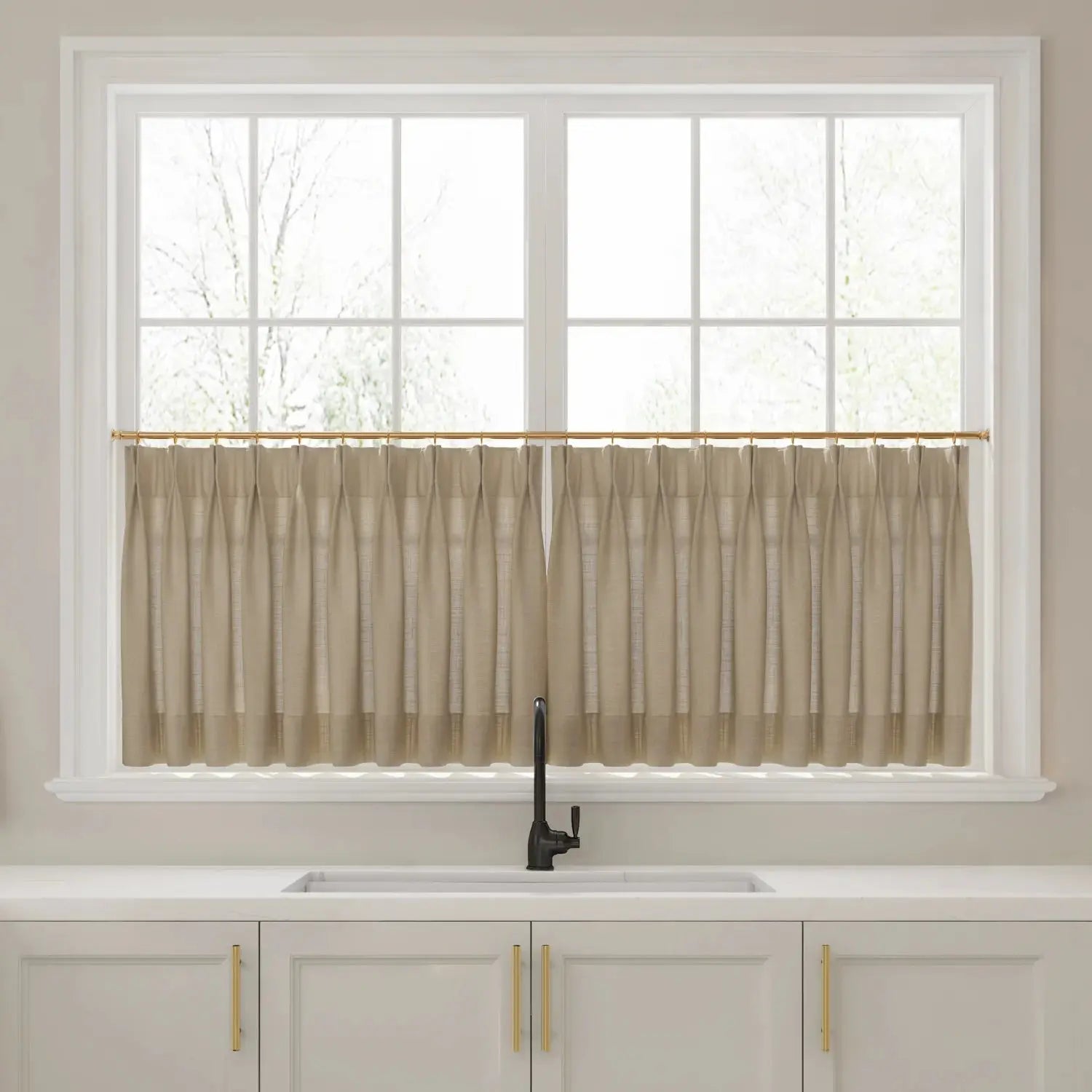 Liz Linen Pleated Cafe Curtains