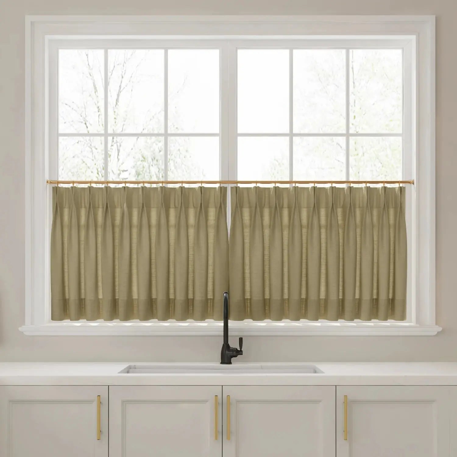 Liz Linen Pleated Cafe Curtains